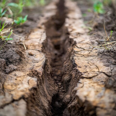 Fototapeta premium Cracked Soil in Agricultural Field