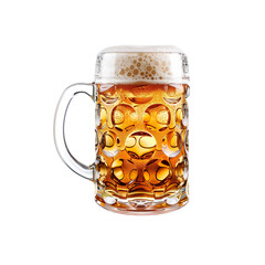 Beer Cheer beer pouring in glass isolated on transparent background