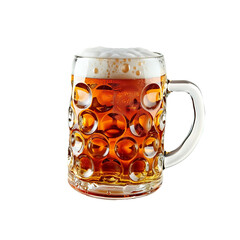 Beer Cheer beer pouring in glass isolated on transparent background