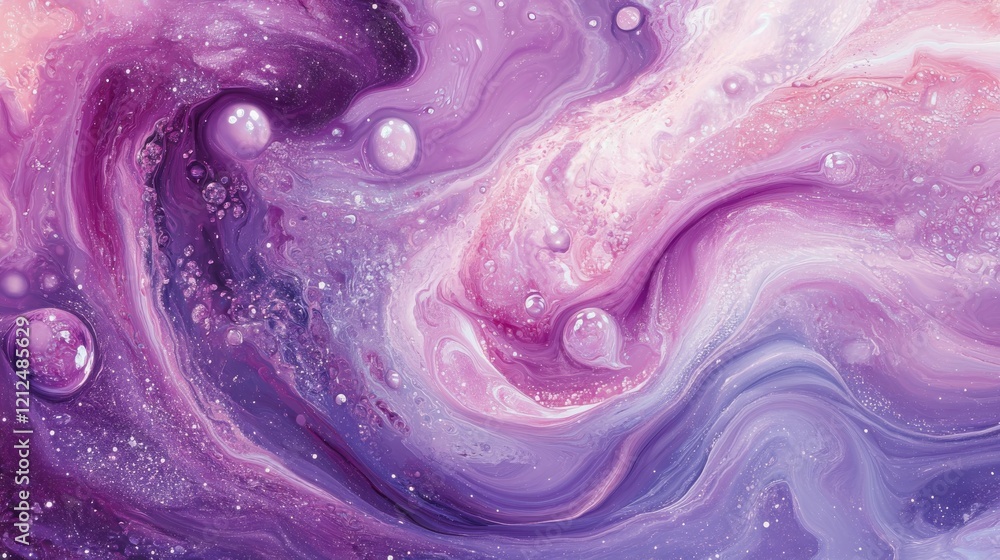 Poster magical abstract wave pattern with luminous bubbles digital art enchanting environment vibrant viewp