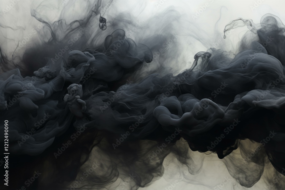 Aufkleber black ink swirling in water creating mesmerizing abstract patterns, perfect for backgrounds and arti
