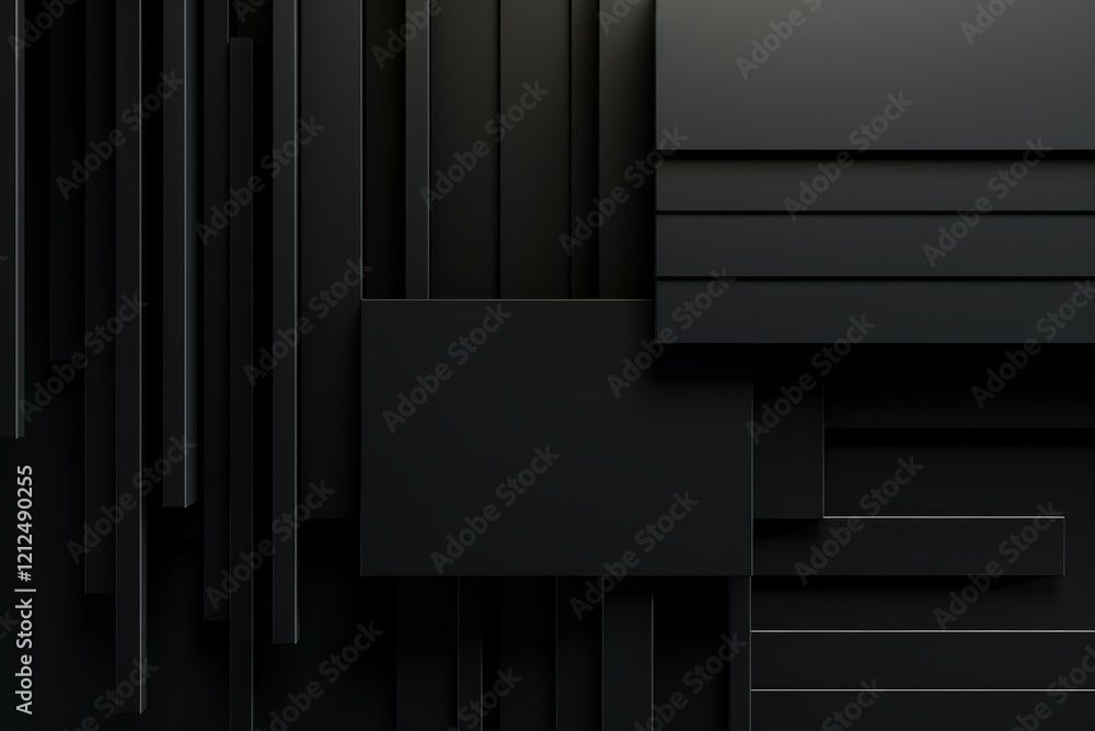 Poster modern abstract background design featuring black geometric shapes, creating a visually striking and