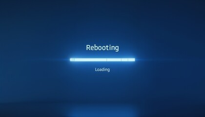 Reboot progress screen with loading bar and blue background symbolizes a fresh start