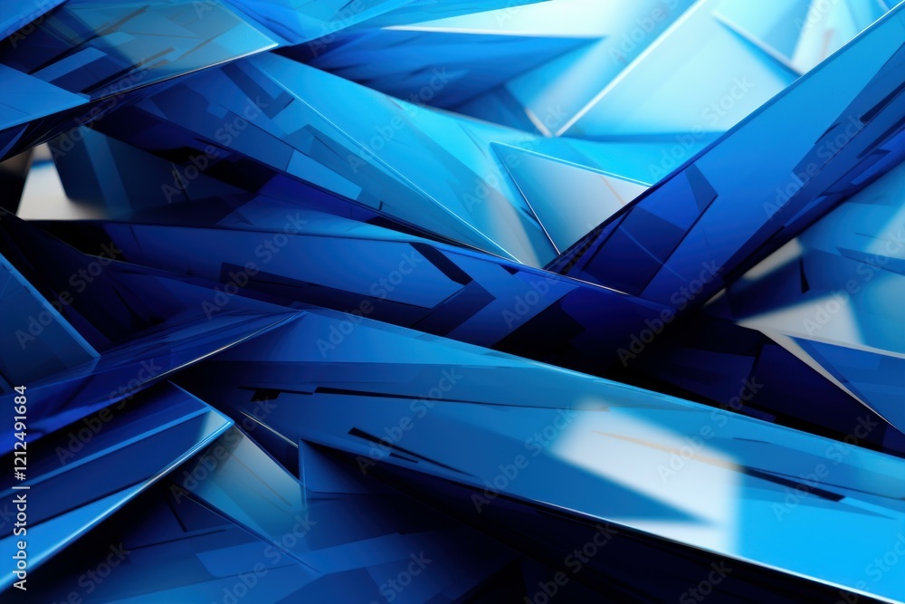 Poster abstract blue geometric shapes creating a dynamic and visually appealing composition