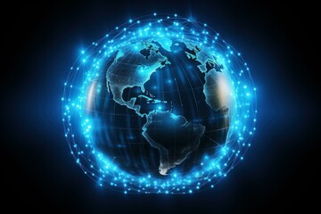 Obraz premium Planet earth rotating showing global network connections and data exchange