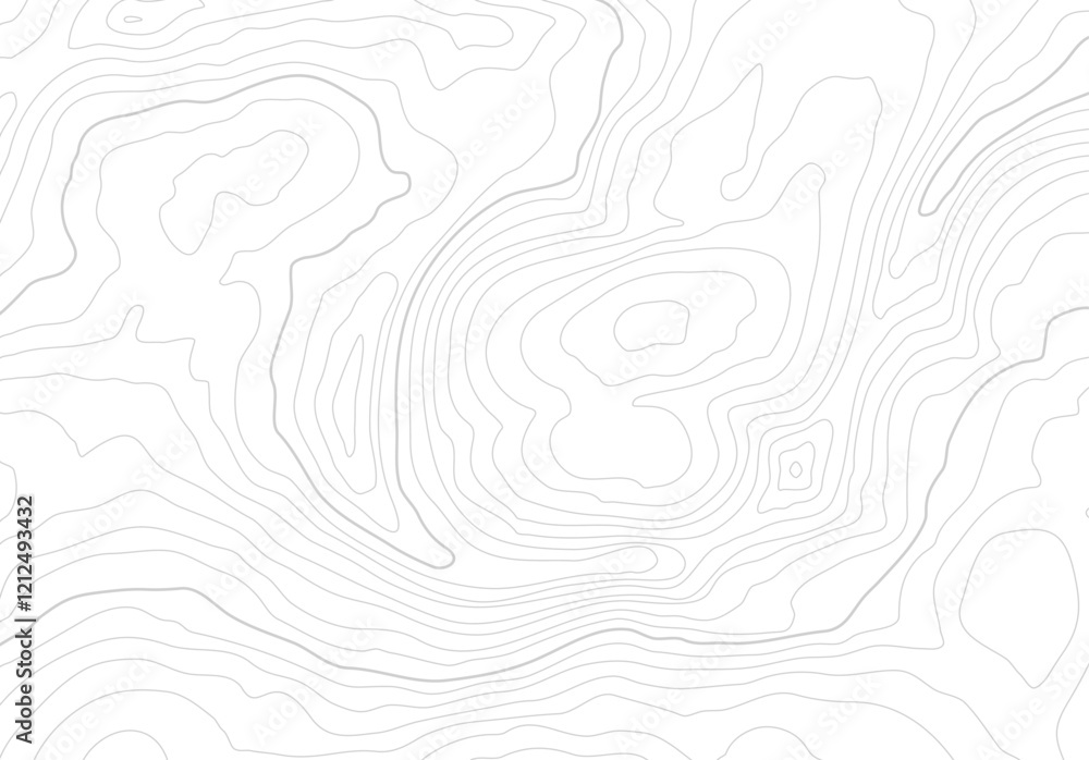 Fototapete Topographic map background with altitude lines. Abstract terrain topography with elevation levels of the relief