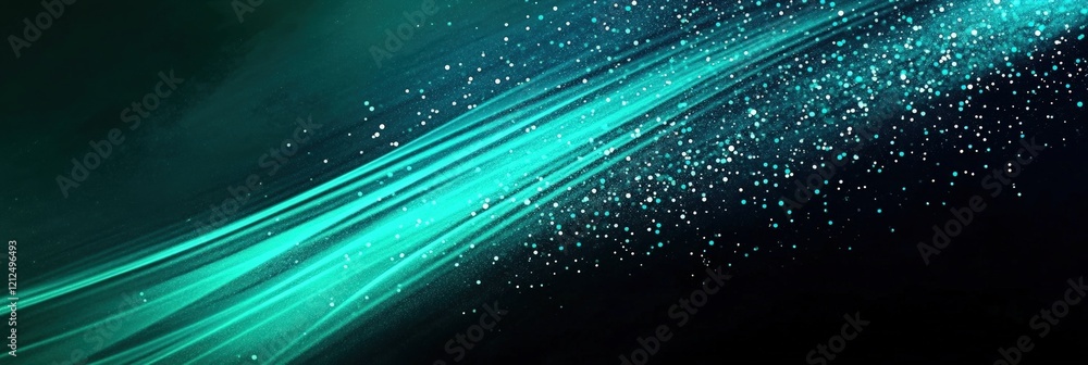 Poster dark teal textured background featuring mysterious sparkles with abstract wave patterns ideal for cr