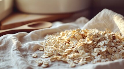 Nourishing rolled oats spilled across soft linen, reflecting war