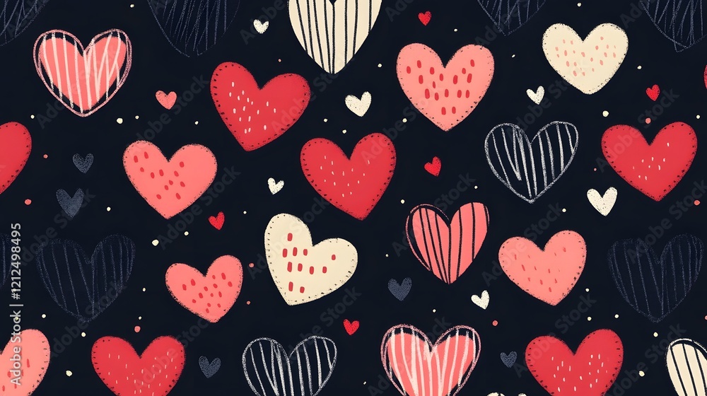 Poster structured yet romantic heart pattern with bold and thin contrasting lines