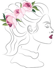 Cute woman. Vector clipart, illustration with isolated background.