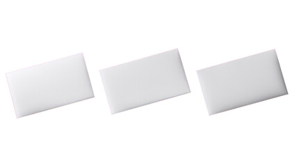 Blank business cards stacked on a white background.