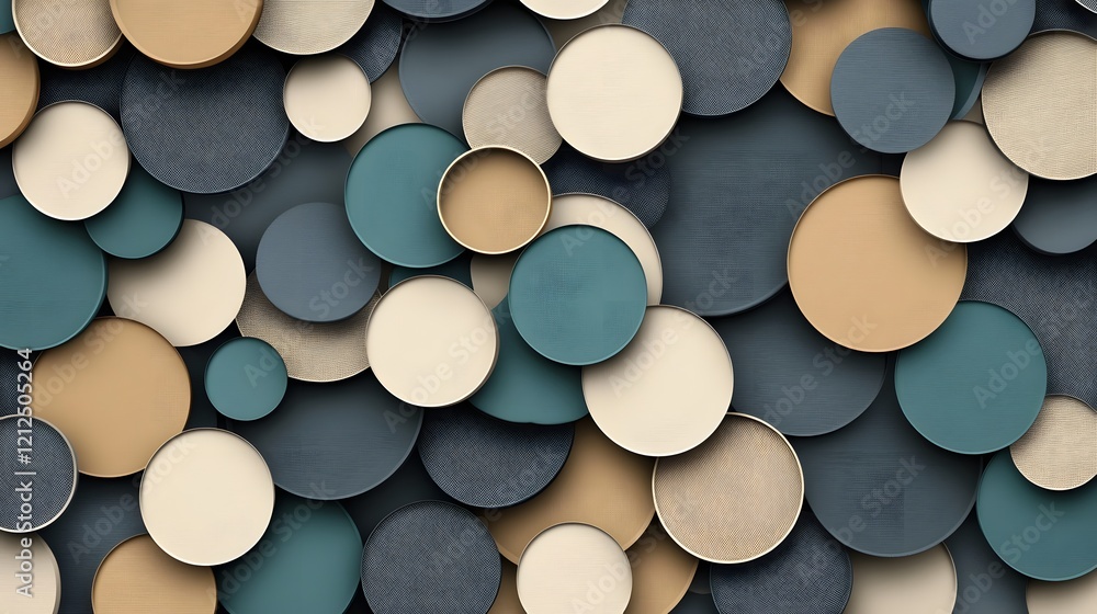 Aufkleber flowing harmonious geometric circles in muted tones abstract background