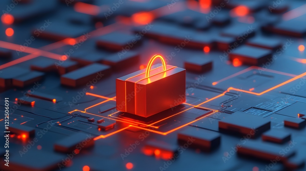 Poster streamlined package tracking interface with glowing 3d logistics icons and futuristic design