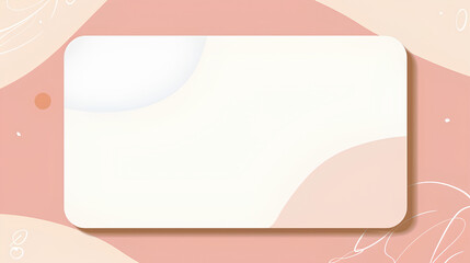 simple blank white card with rounded corners, hand-drawn doodles in the bottom right corner, a light pink and beige background