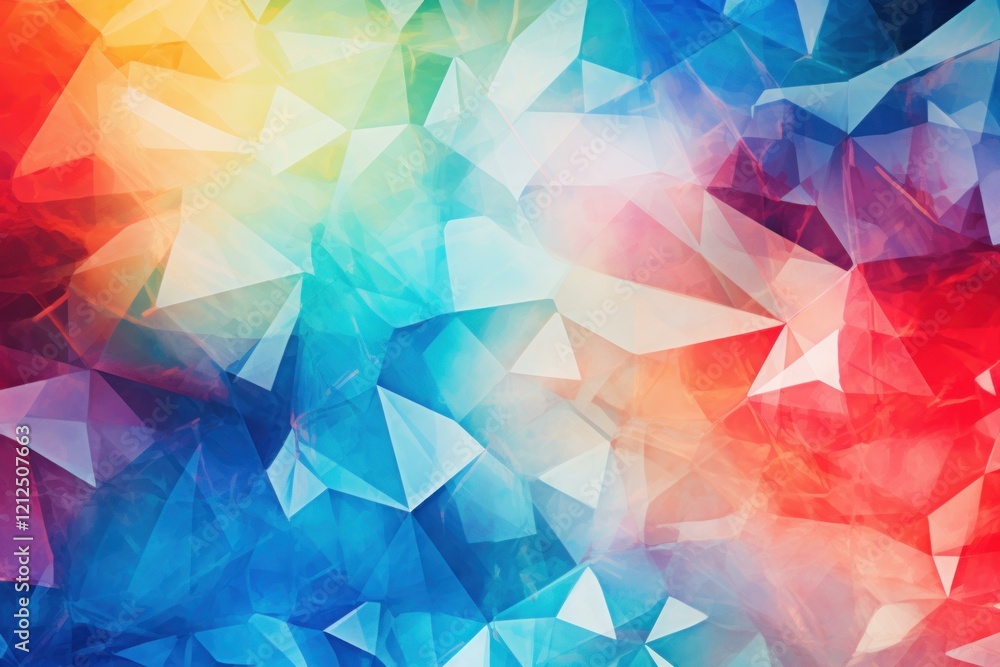 Poster geometric low poly crystal and triangle shapes creating a colorful abstract background design