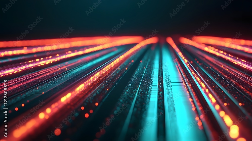 Poster high-speed transit network in sleek modern with glowing luminous lines