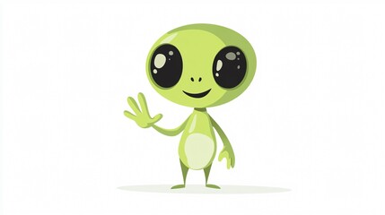Friendly Cartoon Alien Waving Hand Vector Illustration for Design Projects