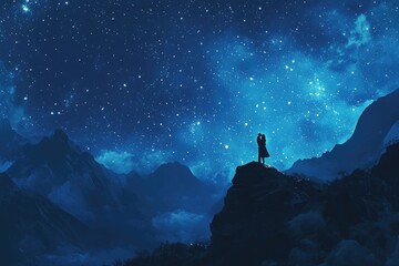 Fototapeta premium Couple under Starry Sky