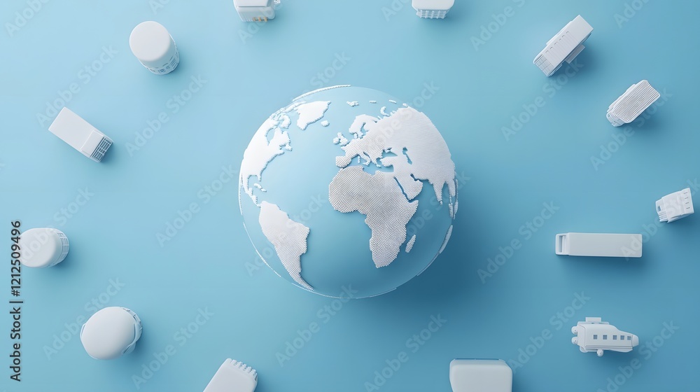 Poster connected global transportation modes in clean minimal 3d concept