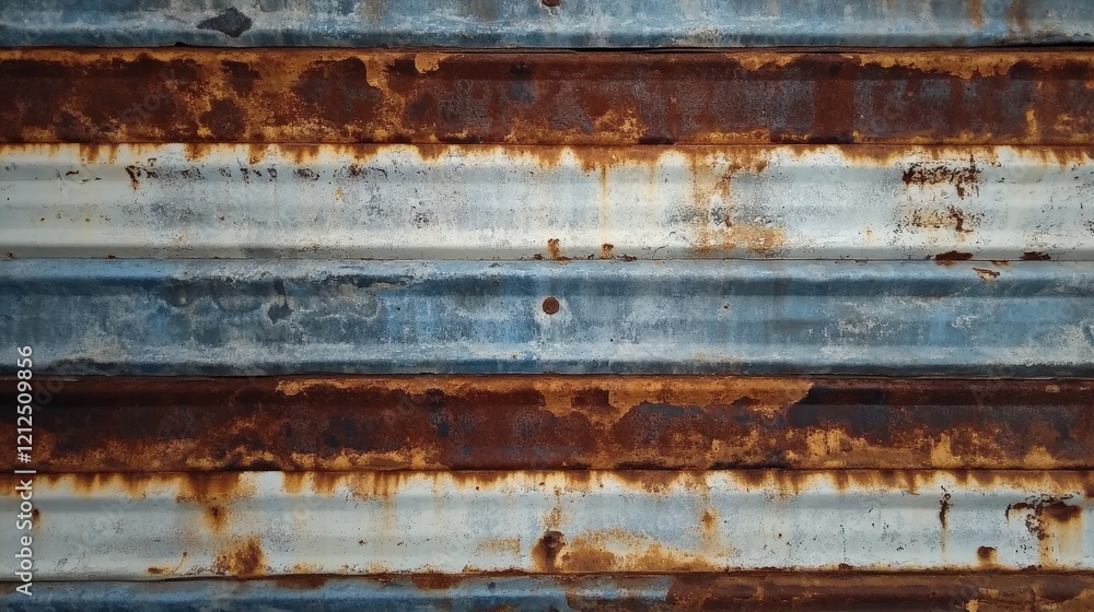 Poster rustic patterns of rusty metal wall with horizontal and vertical stripes showcasing accumulated rust