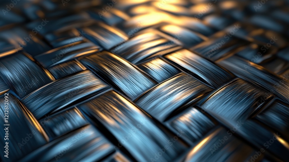 Poster close up image of a textured metal surface with various patterns and reflections