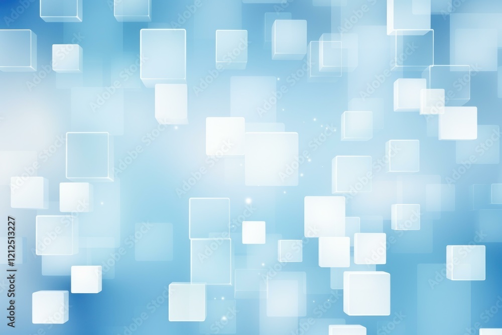 Poster white cubes floating on a light blue background create a modern and abstract design