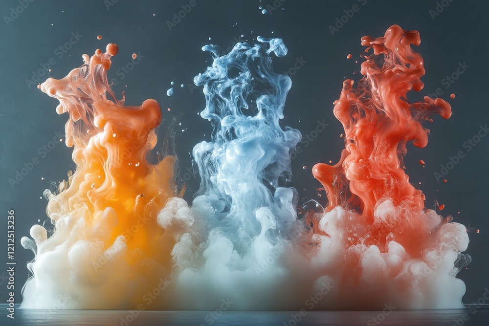 Poster colored smoke clouds floating in the air creating a vibrant abstract background effect
