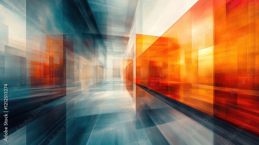 Poster abstract blur of orange and blue colors creating a vibrant and dynamic visual composition