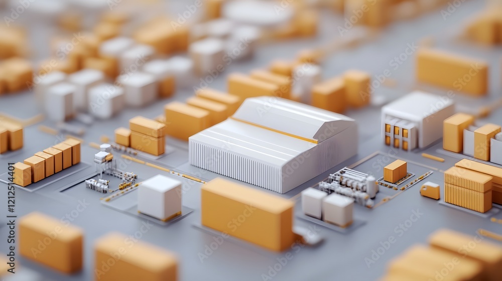 Poster centralized shipping hub with radiating distribution routes in 3d