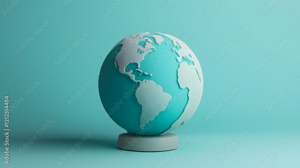 Poster minimalist 3d globe with segmented shipping zones and clean coordinated aesthetic