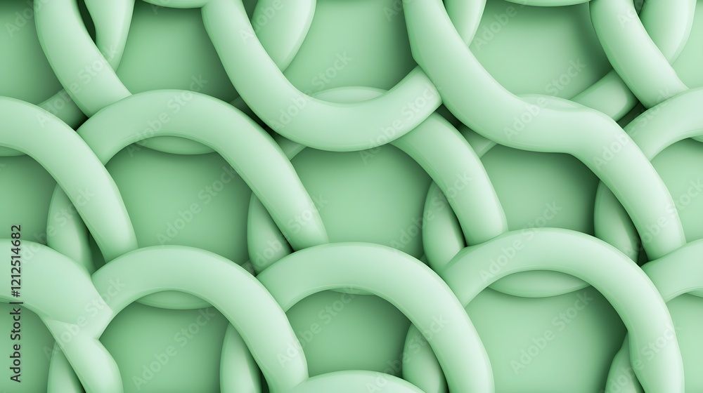 Poster overlapping light green interconnected rings in seamless grid pattern