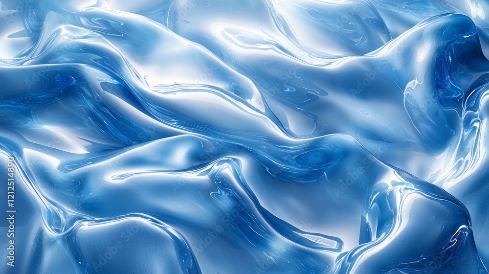 Poster Rippling waves of translucent blue create an enchanting pattern, capturing light and evoking feelings of tranquility. This fluid movement forms a surreal artistry within the water