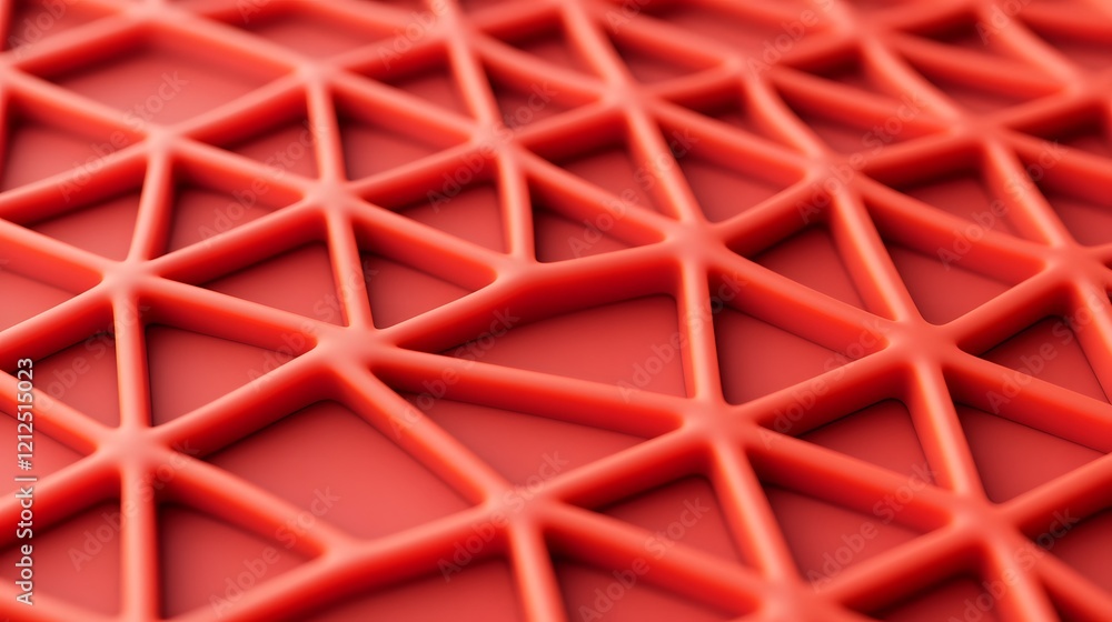 Poster seamless 3d-rendered red geometric triangle pattern with curvaceous flow