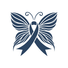 Butterfly with Ribbon Silhouette Set Vector Design Template Illustration