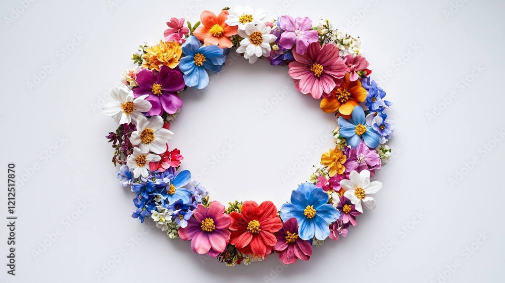 Aufkleber A beautiful frame intricately adorned with a vibrant array of colorful flowers, creating a cheerful celebration of nature's beauty in full bloom, evoking joy and serenity
