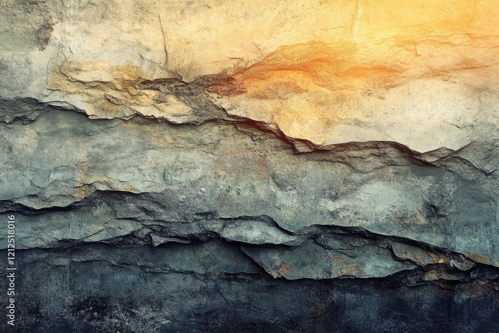Poster wall with a large crack running through the surface creating an uneven texture and appearance