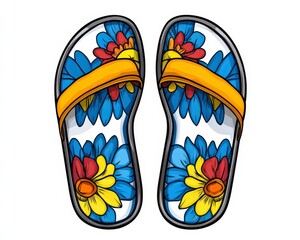 Colorful Floral Flip Flops with Bright Flowers and Vibrant Design