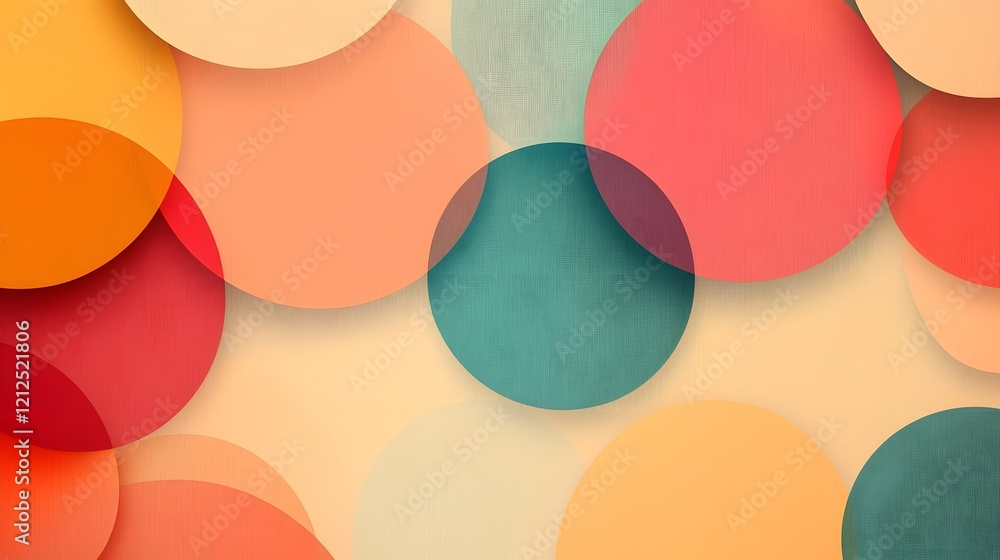 Poster vibrant abstract geometric background with transparent overlapping shapes in soft tones