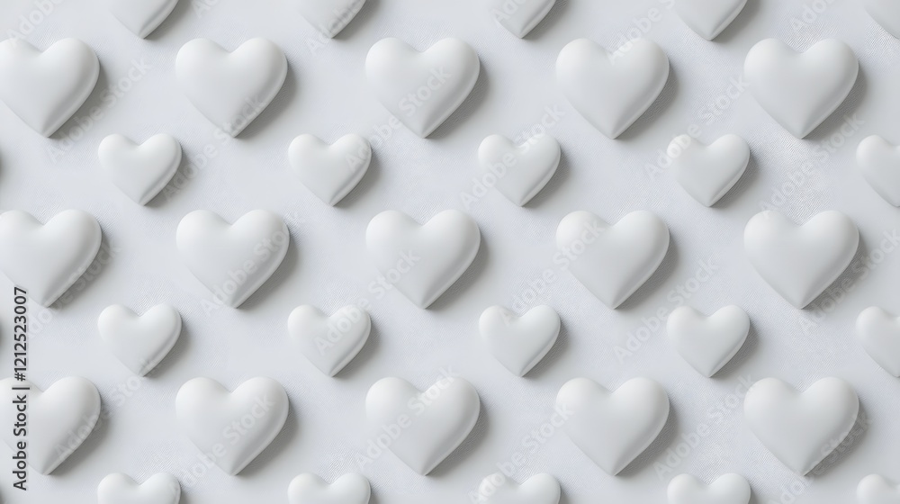 Poster diagonal rows of delicate hearts on light gray background for subtle romantic texture