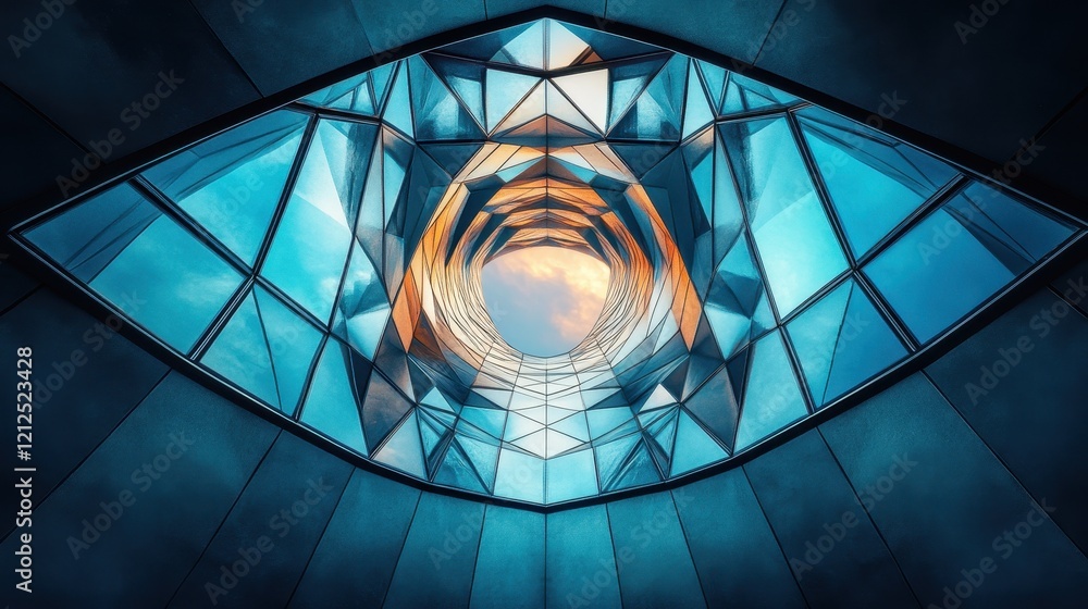 Aufkleber glass window with sunlight streaming through illuminating the interior space and creating patterns
