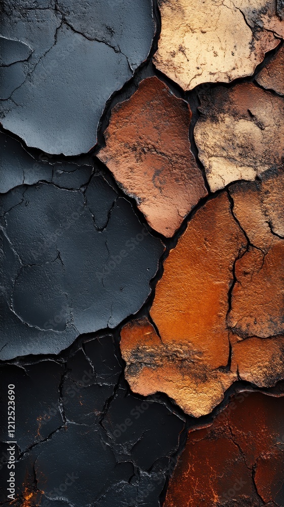 Poster close up of a cracked wall with visible texture and patterns in a weathered surface