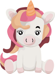 Cute cartoon unicorn. Vector clipart, illustration with isolated background.