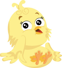 Cute cartoon little chicken. Vector clipart, illustration with isolated background.