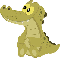 Cute cartoon crocodile. Vector clipart, illustration with isolated background.