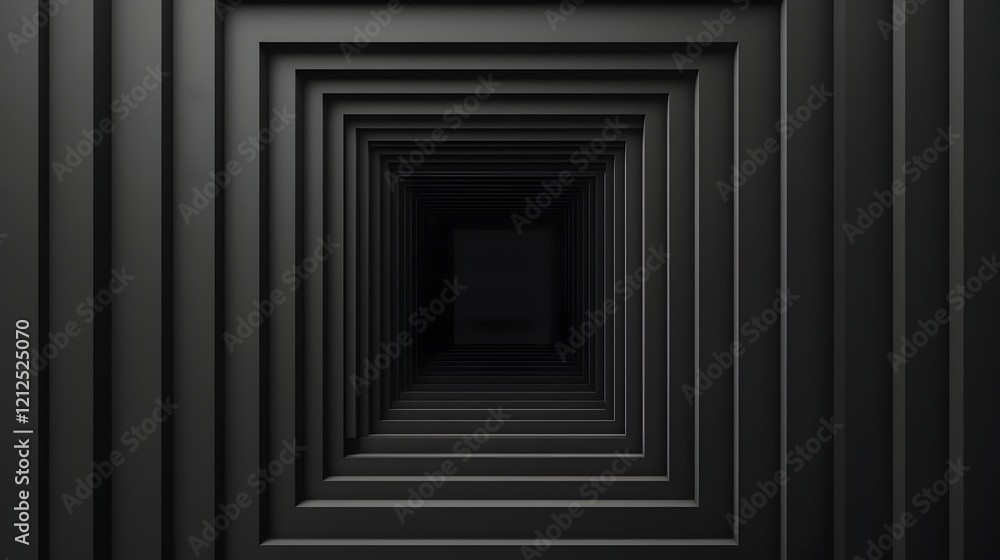Poster monochromatic geometric concentric squares with gradient shading