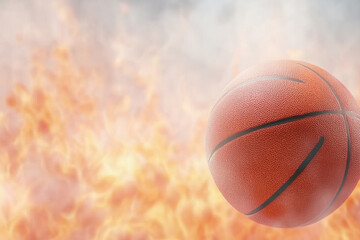 Fototapeta premium Basketball engulfed in flames symbolizing intense competition and fiery energy in sports concept