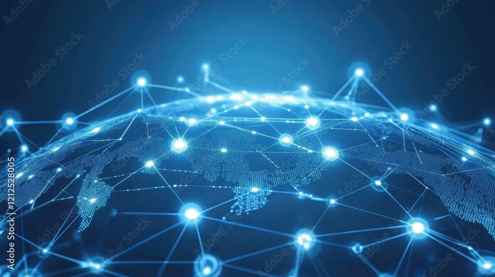 Poster global network connection visualization with technology and data