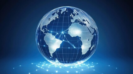 Fototapeta premium Network Connections Over Earth Globe in Digital Environment