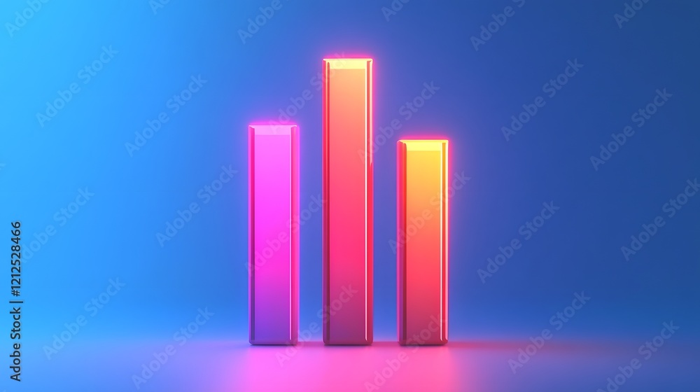 Poster glowing digital bar chart on tech-inspired blue gradient background