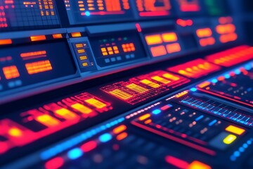 Futuristic digital control panel interface